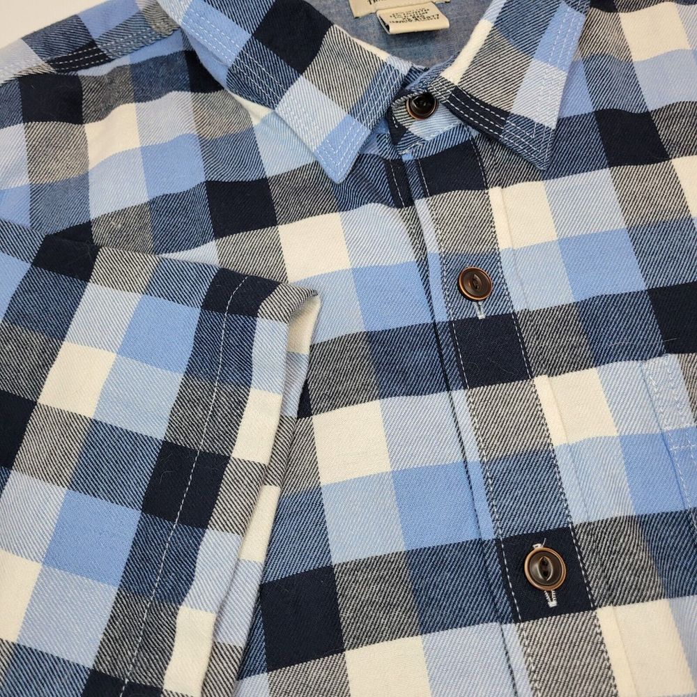 LL Bean‎ Men's Shirt Size XL Blue Plaid Short Sleeve Traditional Fit Flannel